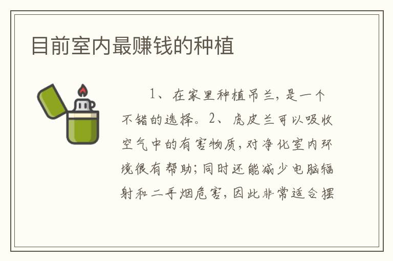 目前室内最赚钱的种植